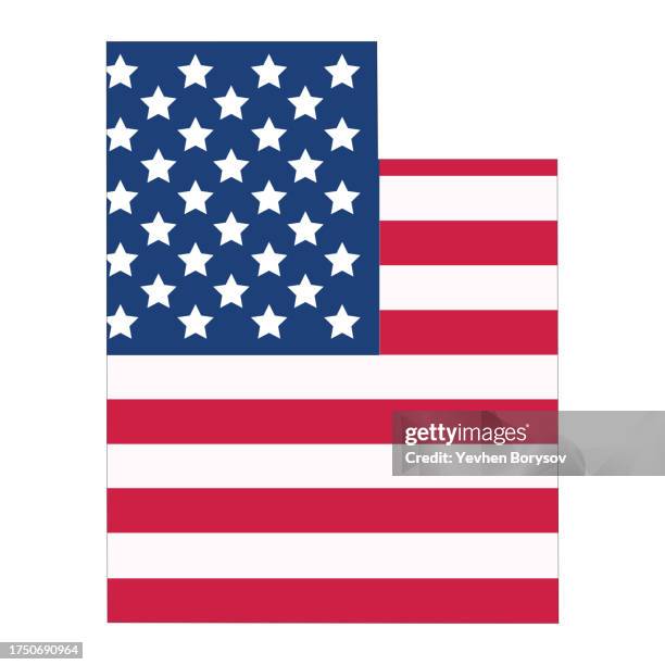 utah state map with usa flag and borders - utah flag stock pictures, royalty-free photos & images