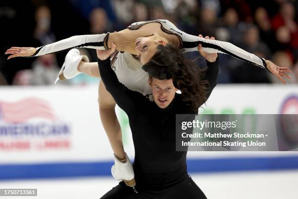 Madison Chock and Evan Bates of United States skate in the Ice Dance Free Dance during the ISU Grand Prix of Figure Skating - Skate America at Credit...