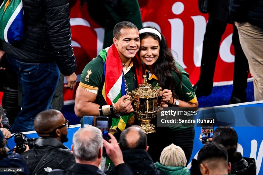 Layla Collet Rugby Cheslin KOLBE of South Africa and his wife Layla KOLBE after the ...