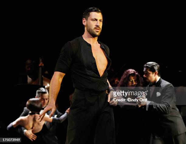 Dancer Maksim Chmerkovskiy takes part in the "Forever Tango" Curtain Call at Walter Kerr Theatre on July 30, 2013 in New York City.