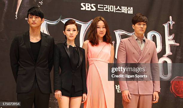 Seo In-Guk, Kim Yoo-Ri, Kong Hyo-Jin and So Ji-Sub attend the SBS Drama 'The Master's Sun' press conference at SBS Building on July 26, 2013 in...