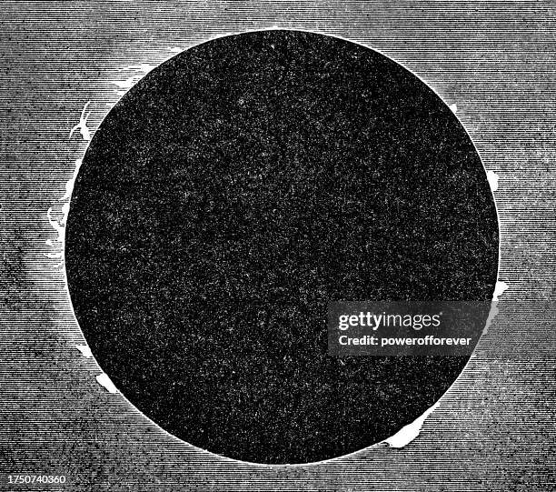 stockillustraties, clipart, cartoons en iconen met total solar eclipse of august 7th, 1869 - 19th century - corona sun