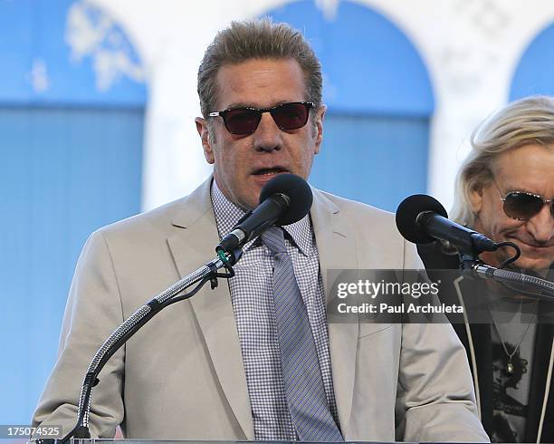 Glenn Frey of rock band the Eagles attends the Madison Square Garden company announcement of the revitalization of the Forum at The Forum on July 30,...