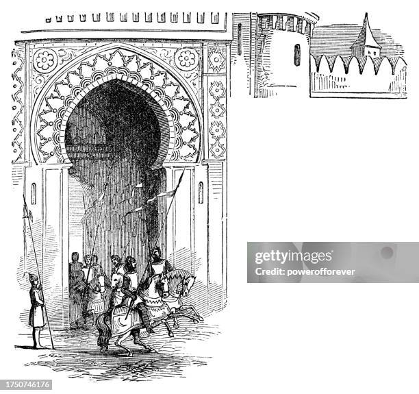 kasbah of the udayas in rabat, morocco - 12th century - casbah stock illustrations