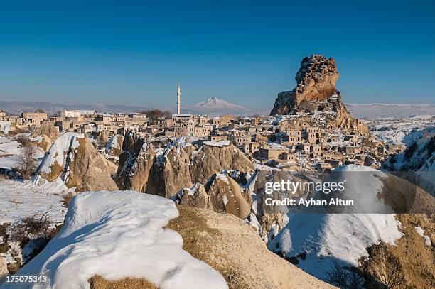 panoramic view of ortahisar and mount erciyes - kayseri stock pictures, royalty-free photos & images
