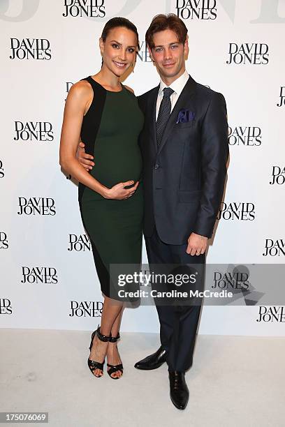 Rachael Finch and Michael Miziner arrive at the David Jones Spring/Summer 2013 Collection Launch at David Jones Elizabeth Street on July 31, 2013 in...