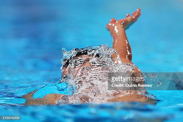 Kosuke Hagino of Japan competes during the Swimming Men's 200m Medley preliminaries heat four on day twelve of the 15th FINA World Championships at...