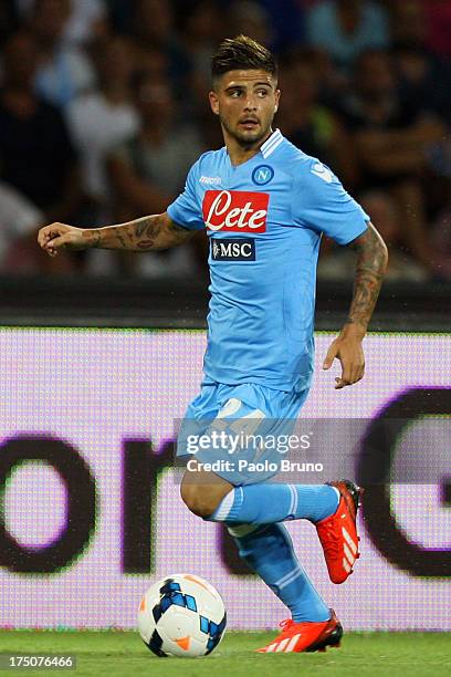 Lorenzo Insigne of SSC Napoli in action during the pre-season friendly match between SSC Napoli and Galatasaray at Stadio San Paolo on July 29, 2013...