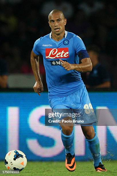 Gokhan Inler of SSC Napoli in action during the pre-season friendly match between SSC Napoli and Galatasaray at Stadio San Paolo on July 29, 2013 in...