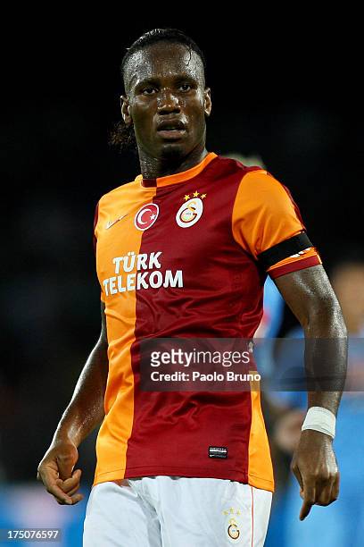Didier Drogba of Galatasaray in action during the pre-season friendly match between SSC Napoli and Galatasaray at Stadio San Paolo on July 29, 2013...
