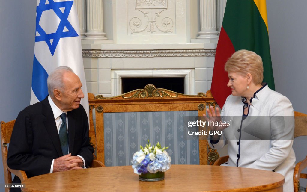 Israeli President Shimon Peres Official Visit To Latvia And Lithuania