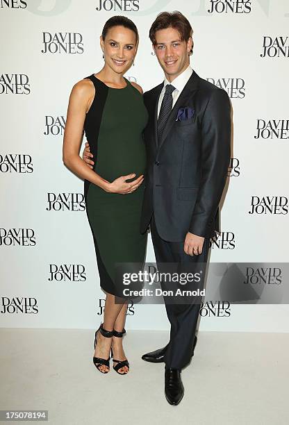 Rachael Finch and Michael Miziner arrive at the David Jones Spring/Summer 2013 Collection Launch at David Jones Elizabeth Street on July 31, 2013 in...