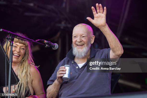 Festival founder Michael Eavis performs with his band on the Park Stage on Day 2 of the Glastonbury Festival 2023 held at Worthy Farm, Pilton on June...