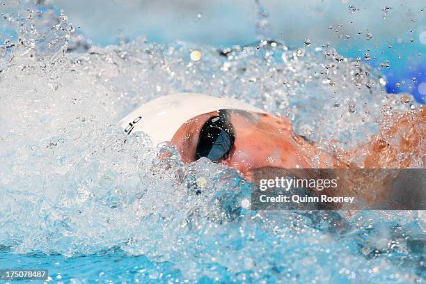 Adam Brown of Great Britain prepares to compete during the Swimming Men's 100m Freestyle preliminaries heat eight on day twelve of the 15th FINA...