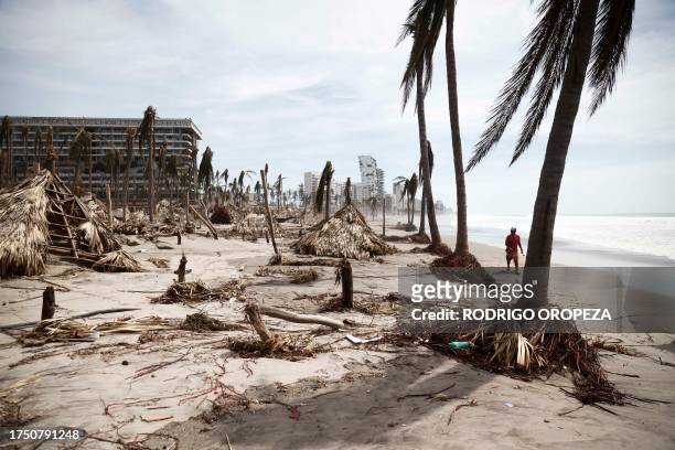 View of damages caused by the passage of Hurricane Otis in Acapulco, Guerrero State, Mexico, on October 28, 2023. The death toll from an...