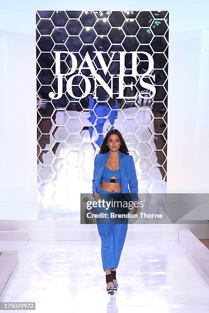 Jessica Gomes showcases designs by Ginger & Smart at the David Jones Spring/Summer 2013 Collection Launch at David Jones Elizabeth Street on July 31,...