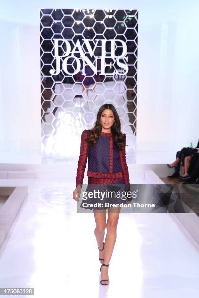 Jessica Gomes showcases designs by Camilla and Marc at the David Jones Spring/Summer 2013 Collection Launch at David Jones Elizabeth Street on July...