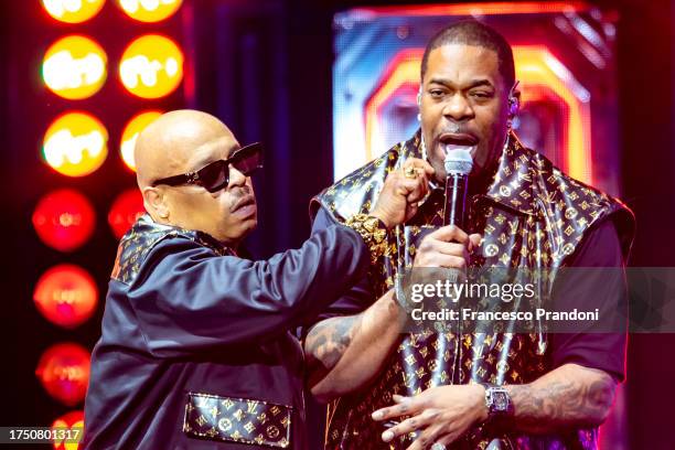 Spliff Star and Busta Rhymes perform at Mediolanum Forum of Assago on October 22, 2023 in Milan, Italy.