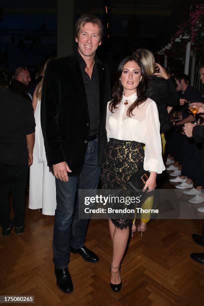 Glenn McGrath and Sara Leonardi-McGrath arrives at the David Jones Spring/Summer 2013 Collection Launch at David Jones Elizabeth Street on July 31,...