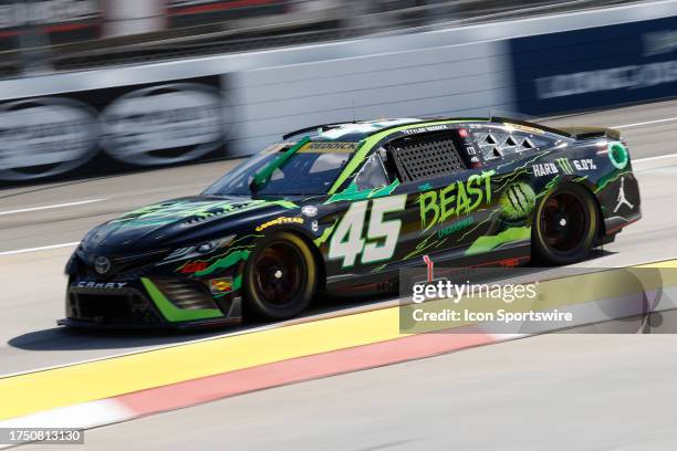 Tyler Reddick enters turn 3 during qualifying for the NASCAR Cup Series Playoff Xfinity 500 on October 28, 2023 at Martinsville Speedway in...