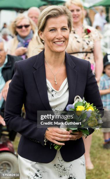 Sophie Rhys-Jones, Countess of Wessex visits the New Forest and Hampshire county show at The Showground, New Park on July 31, 2013 in Brockenhurst,...