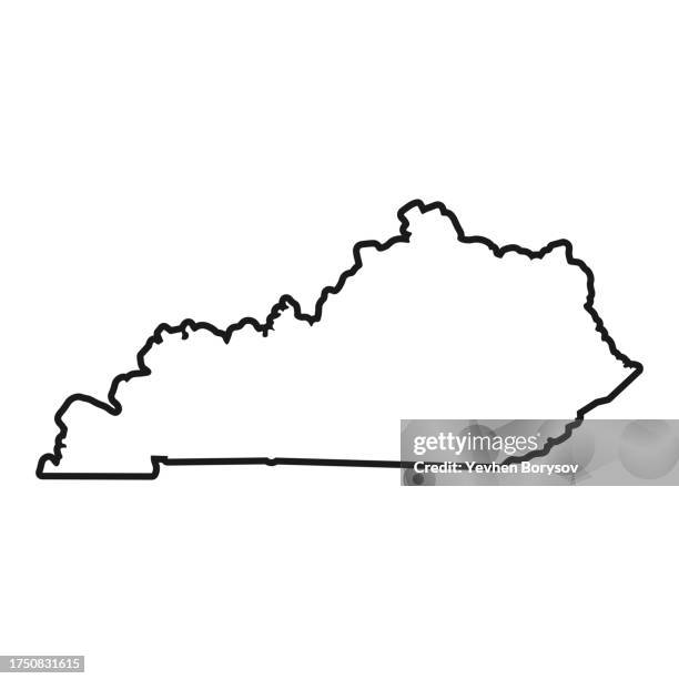 kentucky state map with detailed borders - kentucky-map stock pictures, royalty-free photos & images