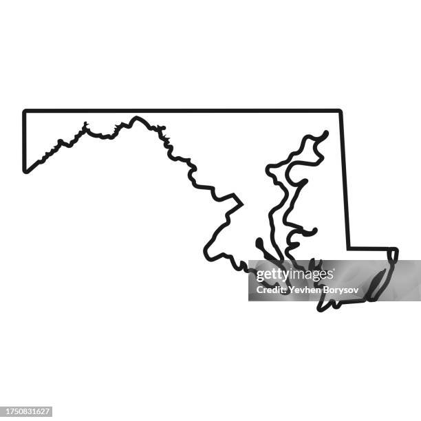 maryland state map with detailed borders - maryland photos et images de collection