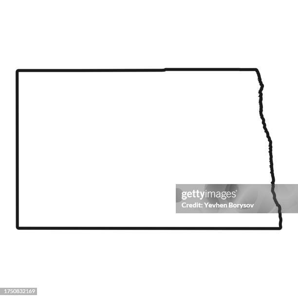 north dakota state map with detailed borders - north dakota stock pictures, royalty-free photos & images