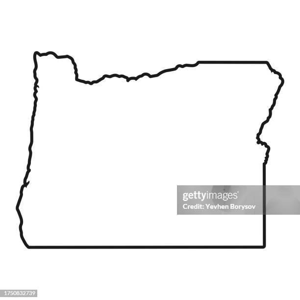 oregon state map with detailed borders - oregón estado de los ee uu fotografías e imágenes de stock