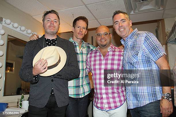 Kevin Hearn, Jim Creegan, Tyler Stewart and Ed Robertson of Barenaked Ladies backstage when the Barenaked Ladies headline a benefit concert for...