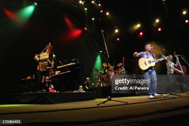 Ben Folds and Ed Robertson and Jim Creegan of Barenaked Ladies perform when the Barenaked Ladies headline a benefit concert for Celebrate Brooklyn!...