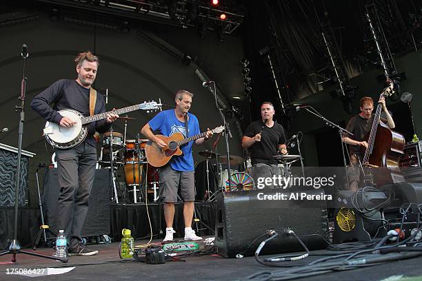 Boothby Graffoe and Kevin Hearn, Ed Robertson and Jim Creegan of Barenaked Ladies perform when the Barenaked Ladies headline a benefit concert for...