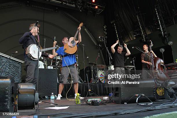 Boothby Graffoe and Kevin Hearn, Ed Robertson and Jim Creegan of Barenaked Ladies perform when the Barenaked Ladies headline a benefit concert for...