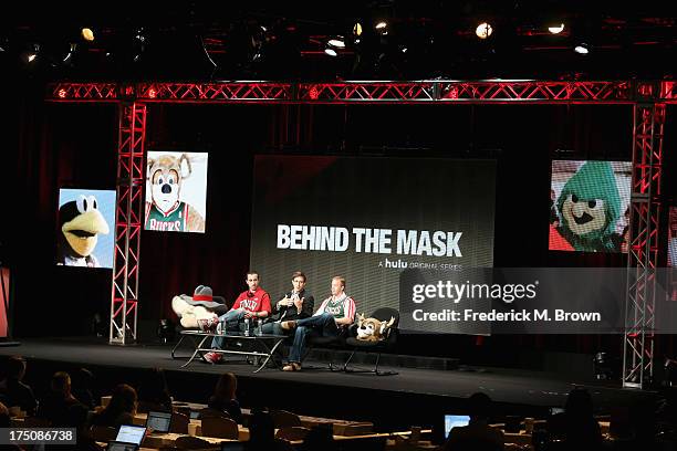 Jon "Jersey" Goldman, Creator/Director/Executive Producer Josh Greenbaum and Kevin Vanderkolk speak onstage during the "Behind the Mask" portion of...