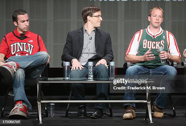 Jon "Jersey" Goldman, Creator/Director/Executive Producer Josh Greenbaum and Kevin Vanderkolk speak onstage during the "Behind the Mask" portion of...