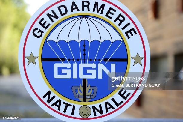 Picture taken on July 31, 2013 in Versailles, west of Paris, shows the logo of the GIGN . AFP PHOTO / BERTRAND GUAY