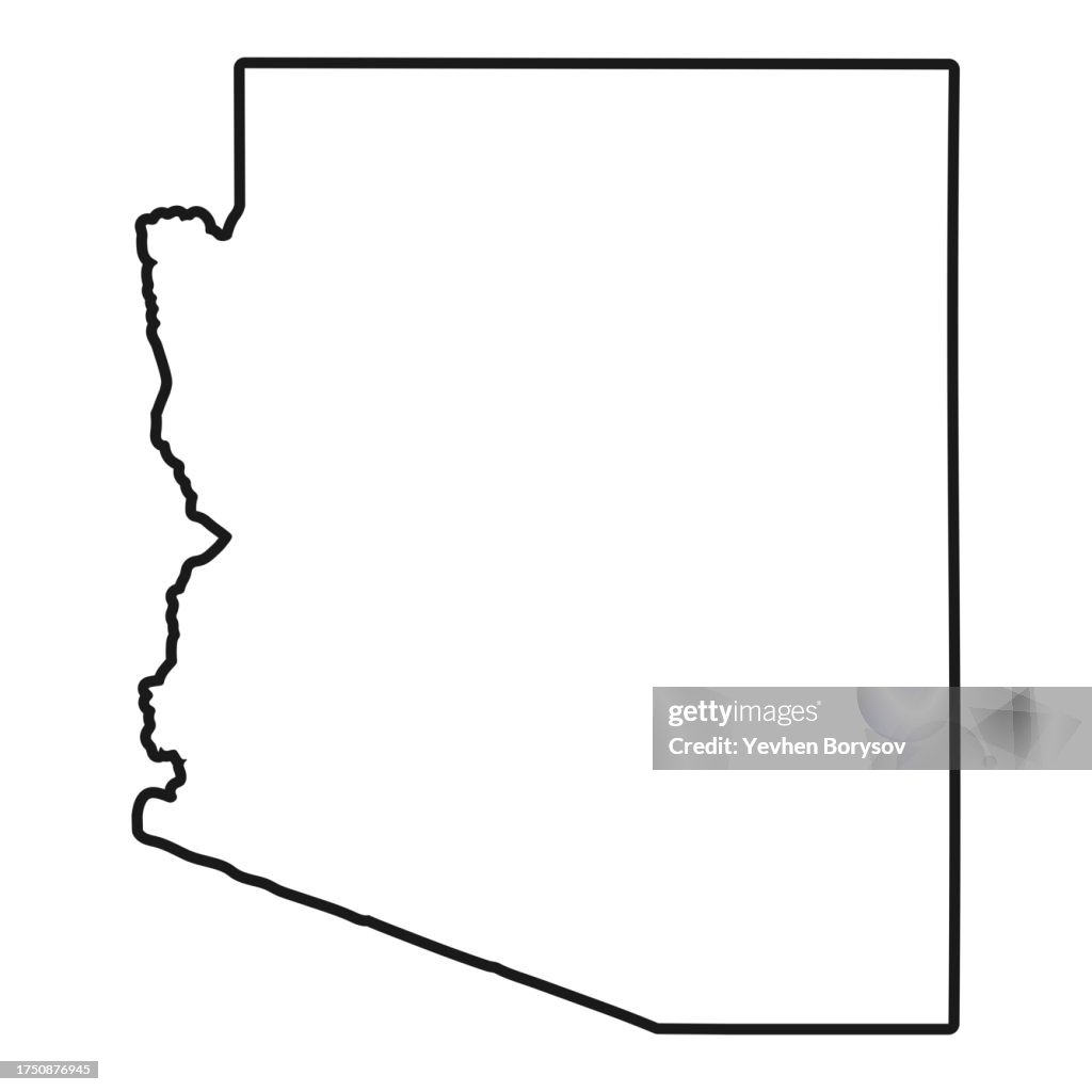 Arizona state map with detailed borders