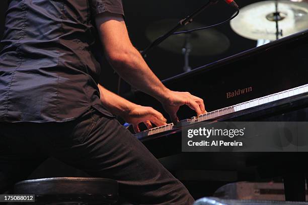Detail of his hands when Ben Folds of The Ben Folds Five performs when the Barenaked Ladies headline a benefit concert for Celebrate Brooklyn! at the...