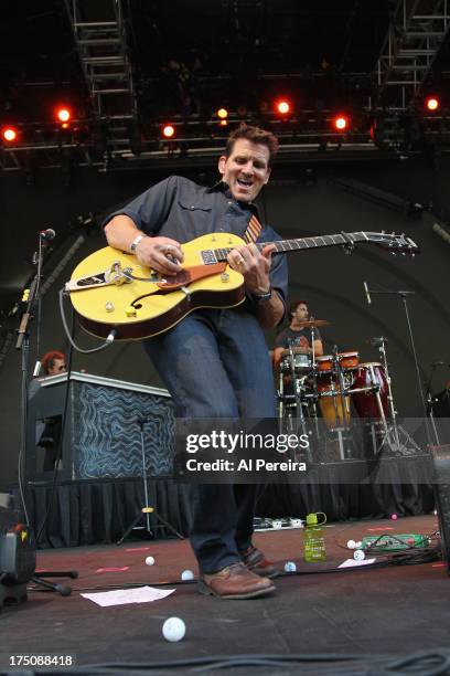 Adam Gardner of Guster performs when the Barenaked Ladies headline a benefit concert for Celebrate Brooklyn! at the Prospect Park Bandshell on July...
