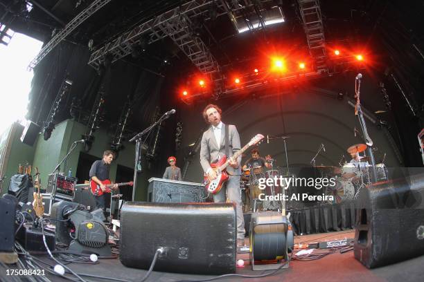 Ryan Miller of Guster performs when the Barenaked Ladies headline a benefit concert for Celebrate Brooklyn! at the Prospect Park Bandshell on July...