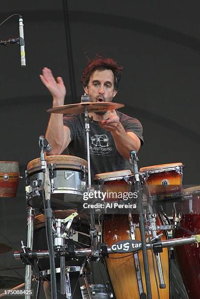 Brian Rosenworcel of Guster performs when the Barenaked Ladies headline a benefit concert for Celebrate Brooklyn! at the Prospect Park Bandshell on...