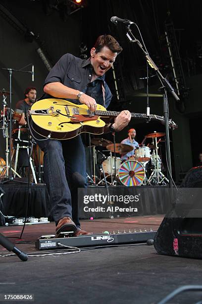 Adam Gardner of Guster performs when the Barenaked Ladies headline a benefit concert for Celebrate Brooklyn! at the Prospect Park Bandshell on July...