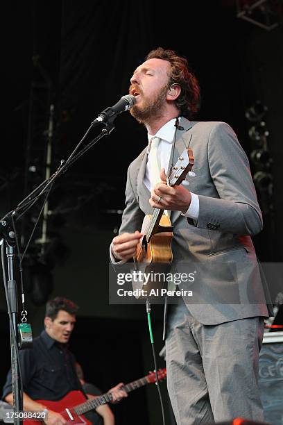 Ryan Miller of of Guster performs when the Barenaked Ladies headline a benefit concert for Celebrate Brooklyn! at the Prospect Park Bandshell on July...