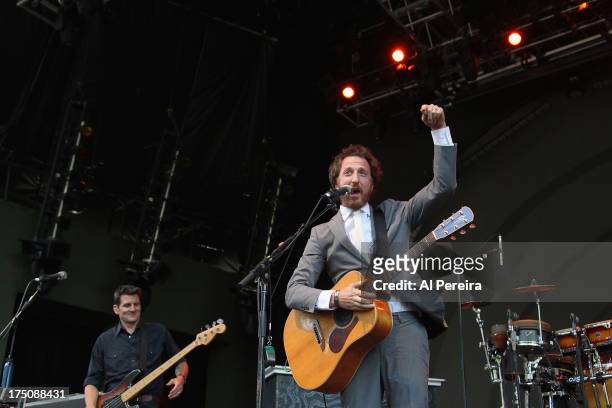 Ryan Miller of of Guster performs when the Barenaked Ladies headline a benefit concert for Celebrate Brooklyn! at the Prospect Park Bandshell on July...