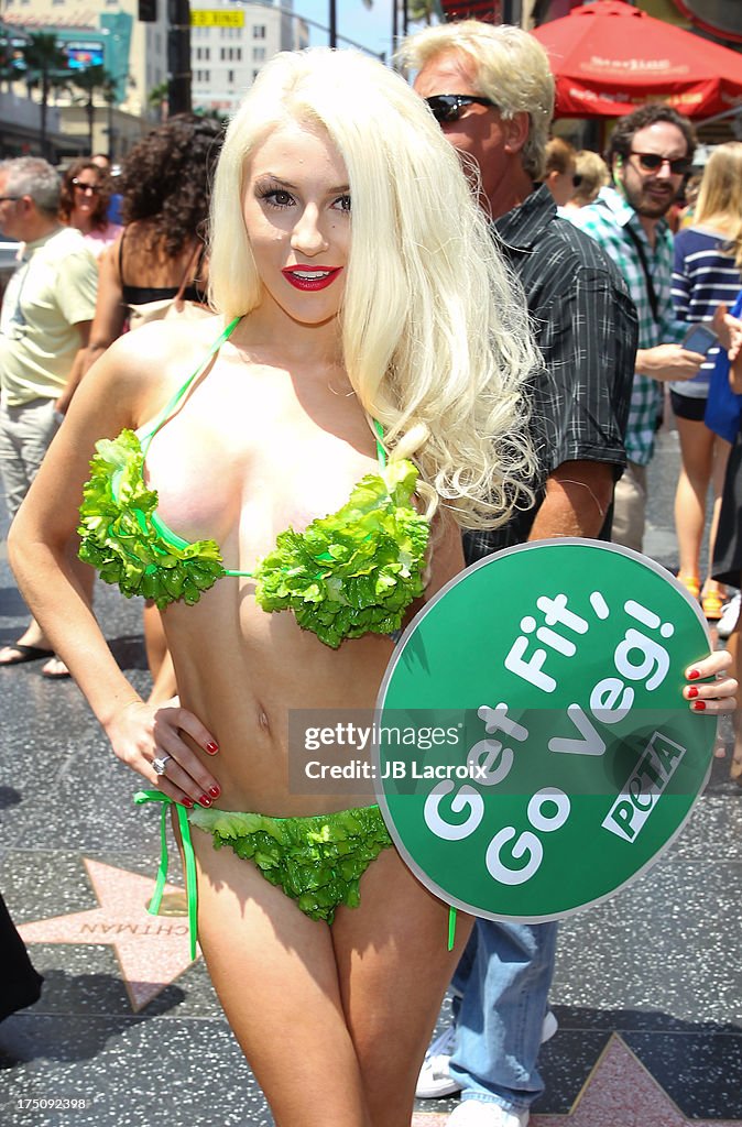 Courtney Stodden Wears Lettuce Leaf Bikini To Promote Pink's Hot Dogs New Veggie Dogs In Support Of PETA