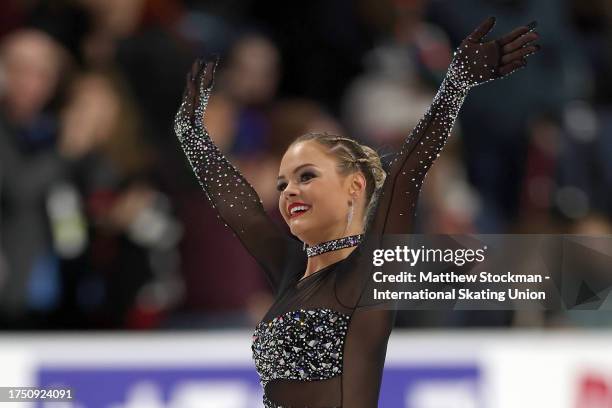 Leona Hendrickx of Belgium skates in the Women's Free Skate during the ISU Grand Prix of Figure Skating - Skate America at Credit Union of Texas...