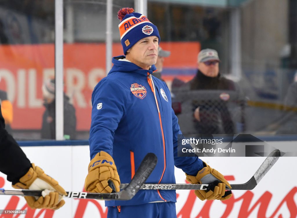 Edmonton Tim David Pelletier of the Edmonton Oilers looks on during practice at ...