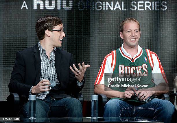Creator/Director/Executive Producer Josh Greenbaum and Kevin Vanderkolk speak onstage during the 'Behind the Mask' portion of the Hulu 2013 Summer...