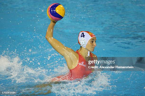 Roser Tarrago of Spain in action during the Women's Water Polo Semifinal Round between Spain and Hungary during day twelve of the 15th FINA World...