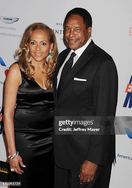 Former MLB Player Dave Winfield and Tonya Winfield arrive at the 20th Annual Race To Erase MS Gala 'Love To Erase MS' at the Hyatt Regency Century...